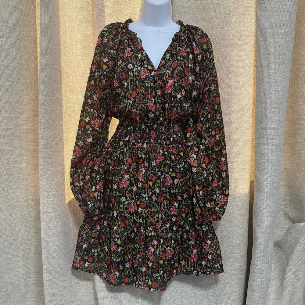 Old Navy Black Floral Long Sleeve Dress